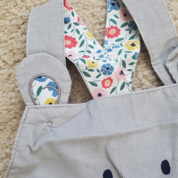 Mini Boden Gray Bunny Corduroy Overall Dress Kids 3-4 - Picture 3 of 8